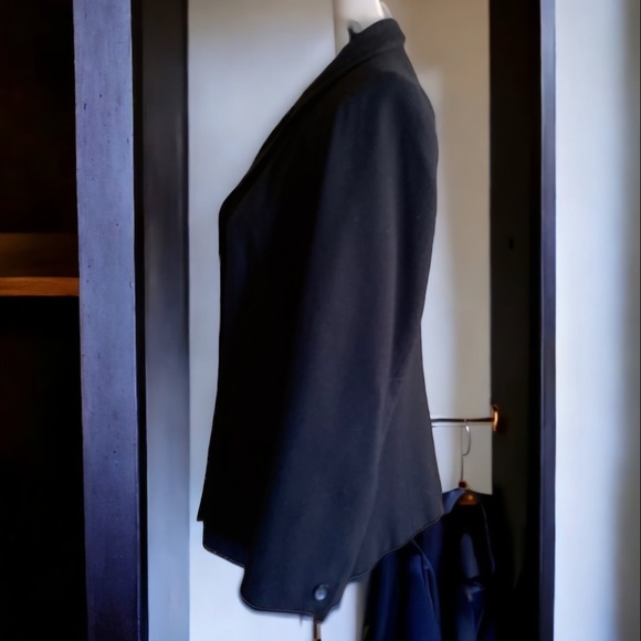 VINTAGE NORTON MCNAUGHTON BLACK WOOL BLAZER SIZE 10P - Picture 3 of 8